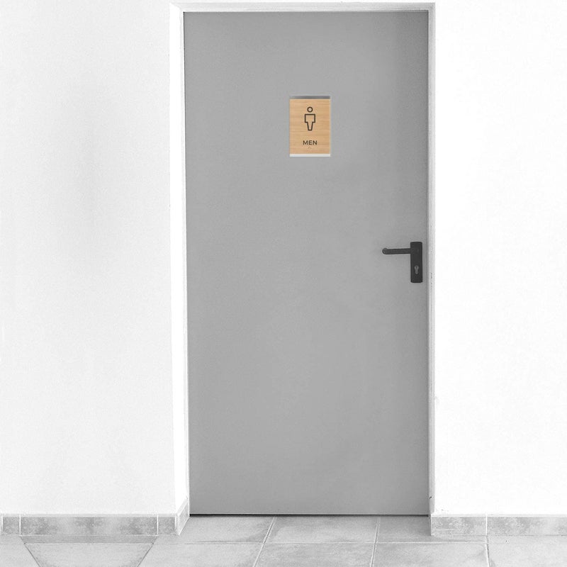 SBlabels Men And Women Restroom Sign Set/Non-Wheelchair Accessible With Braille Bathroom Signs / 6" x 9" Oak Woodgrain Design - Image 5